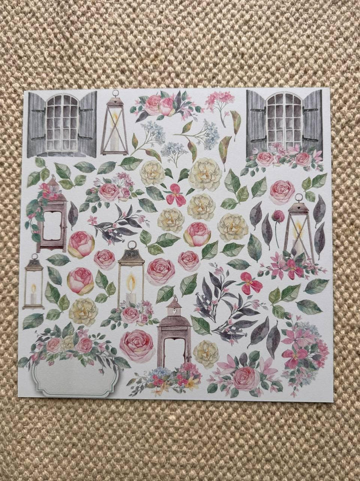Shabby Love Scrapbook Paper Pad 8x8, Fabrika Decoru Double Sided Cardstock, Floral Paper, Junk Journal Supplies