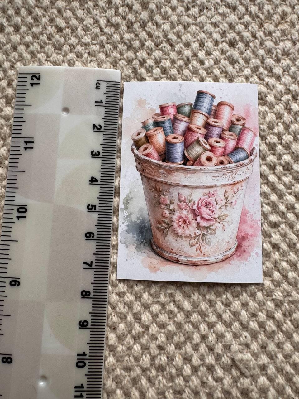 Vintage Craft Supply Stickers Set of 16, Watercolor Art & Sewing Stickers, Scrapbooking, Junk Journal, Handmade in the UK