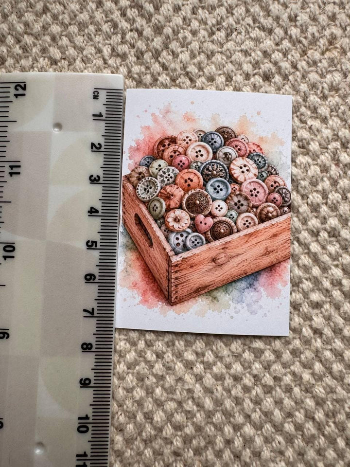 Vintage Craft Supply Stickers Set of 16, Watercolor Scrapbooking & Sewing Supplies, Junk Journal, Handmade in the UK Decor
