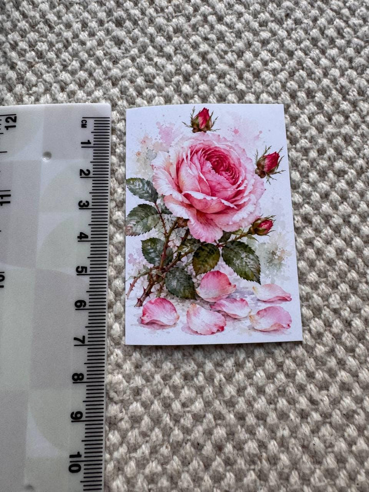 Rose Stickers Set of 16, Watercolor Rose Stickers, Floral Journal Stickers, Botanical Scrapbook Stickers, Handmade in the UK