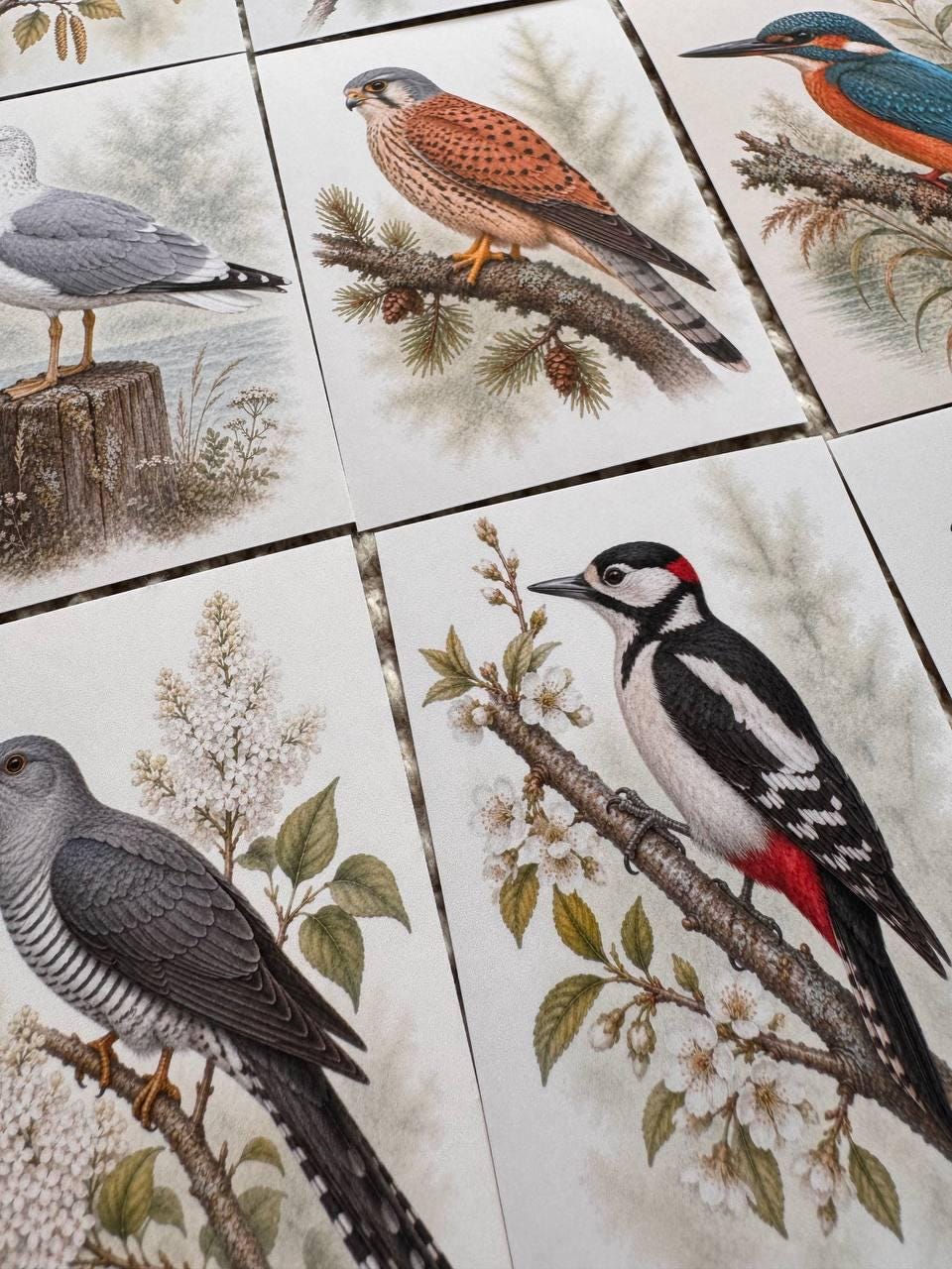 Vintage Bird Stickers Set of 16, British Wildlife Birds, Nature Journal Stickers, Birdwatching Ephemera, UK Handmade
