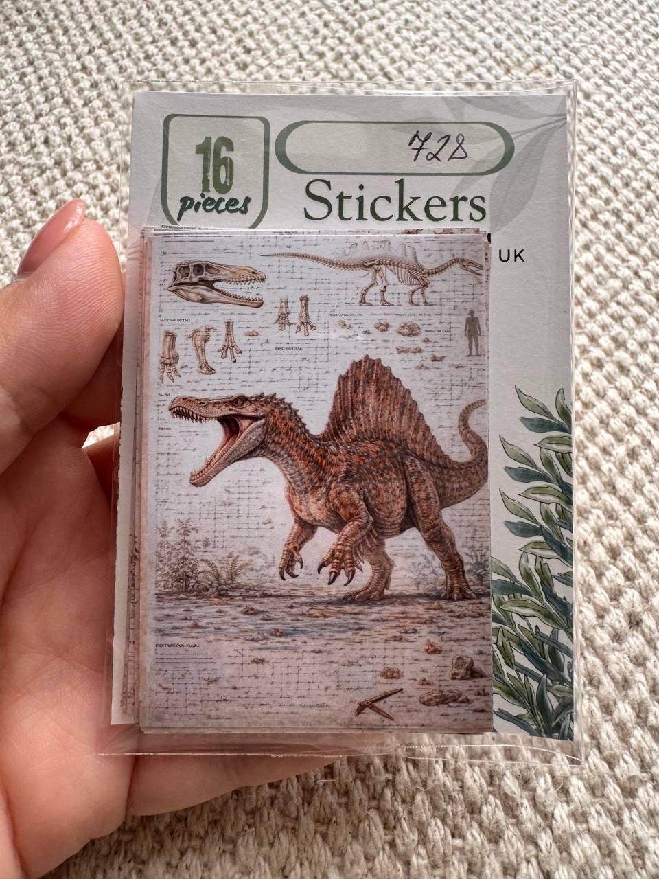 Vintage Dinosaur Stickers Set of 16, Jurassic Ephemera, Prehistoric Journal Stickers, Dinosaur Scrapbook Pack, UK Made