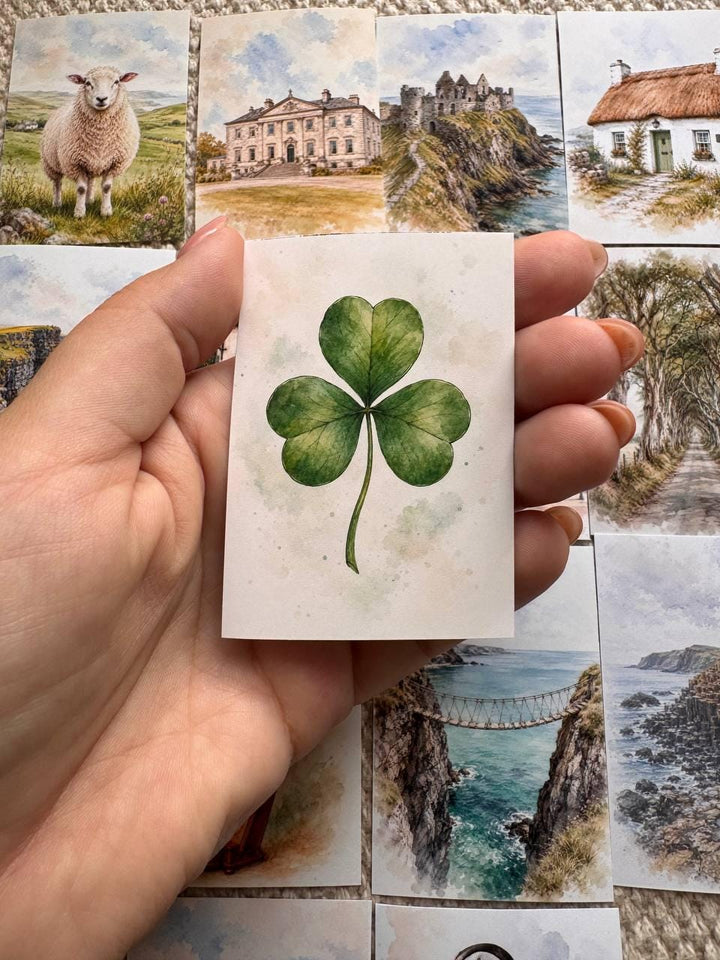 Ireland Watercolour Stickers Set of 16, Irish Landmarks Ephemera, Puffin Cliffs Cottage Celtic Journal Stickers UK Made
