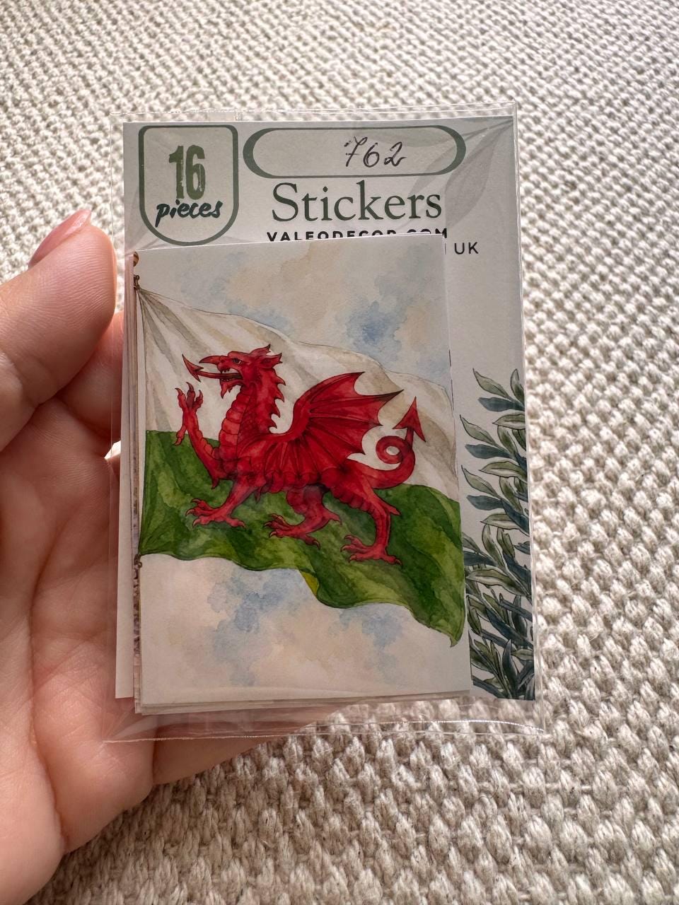 Wales Watercolour Stickers Set of 16, Welsh Dragon, Castles, Puffin, Snowdonia, Handmade UK Journal Scrapbook Stickers