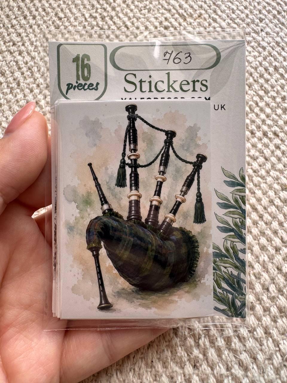 Scotland Watercolour Stickers Set of 16, Highland Cow, Loch Ness, Bagpipes, Scottish Flag, Handmade UK Journal Stickers