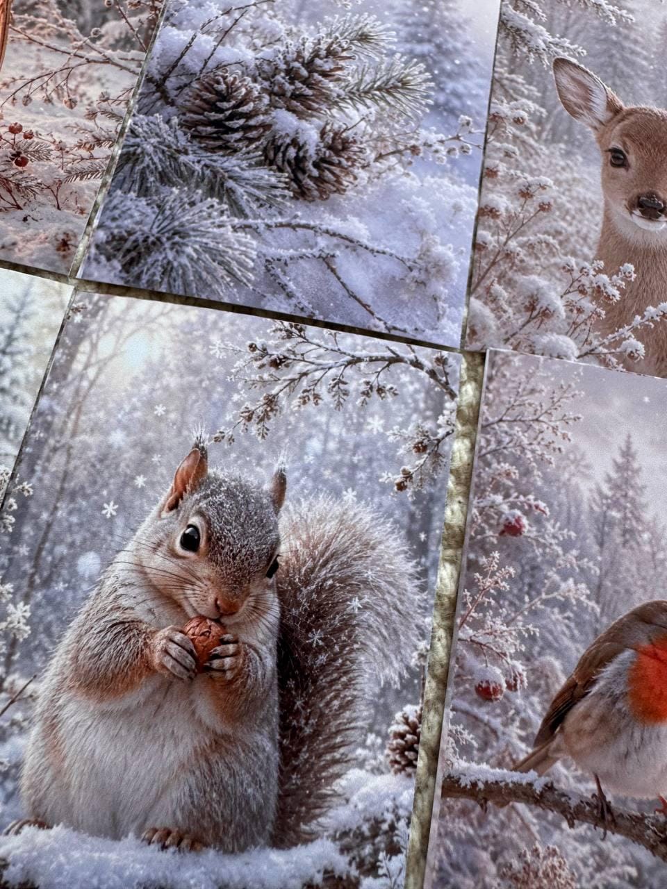 Winter Woodland Animal Stickers Set of 16, Cozy Snowy Forest, Fox Owl Rabbit Cat Winter Journal Stickers Handmade UK/vd-s0026