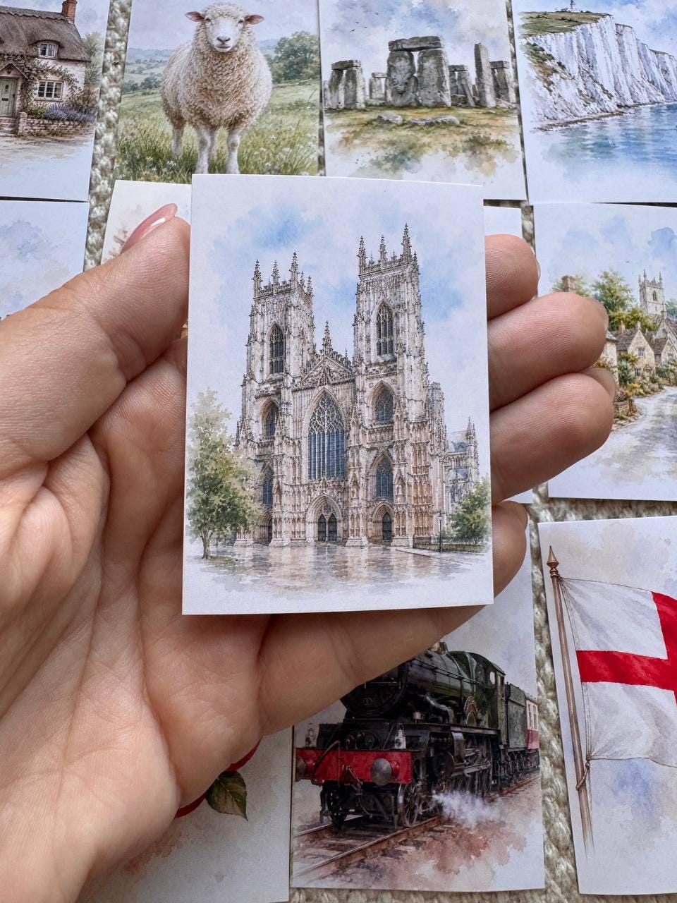 England Landmark Stickers Set of 16, British Village, Stonehenge, York Minster, Red Post Box, Cottage Journal Stickers UK