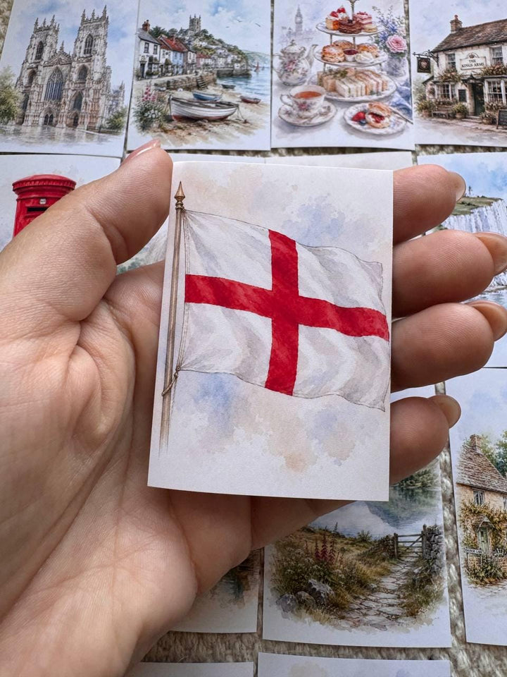 England Landmark Stickers Set of 16, British Village, Stonehenge, York Minster, Red Post Box, Cottage Journal Stickers UK