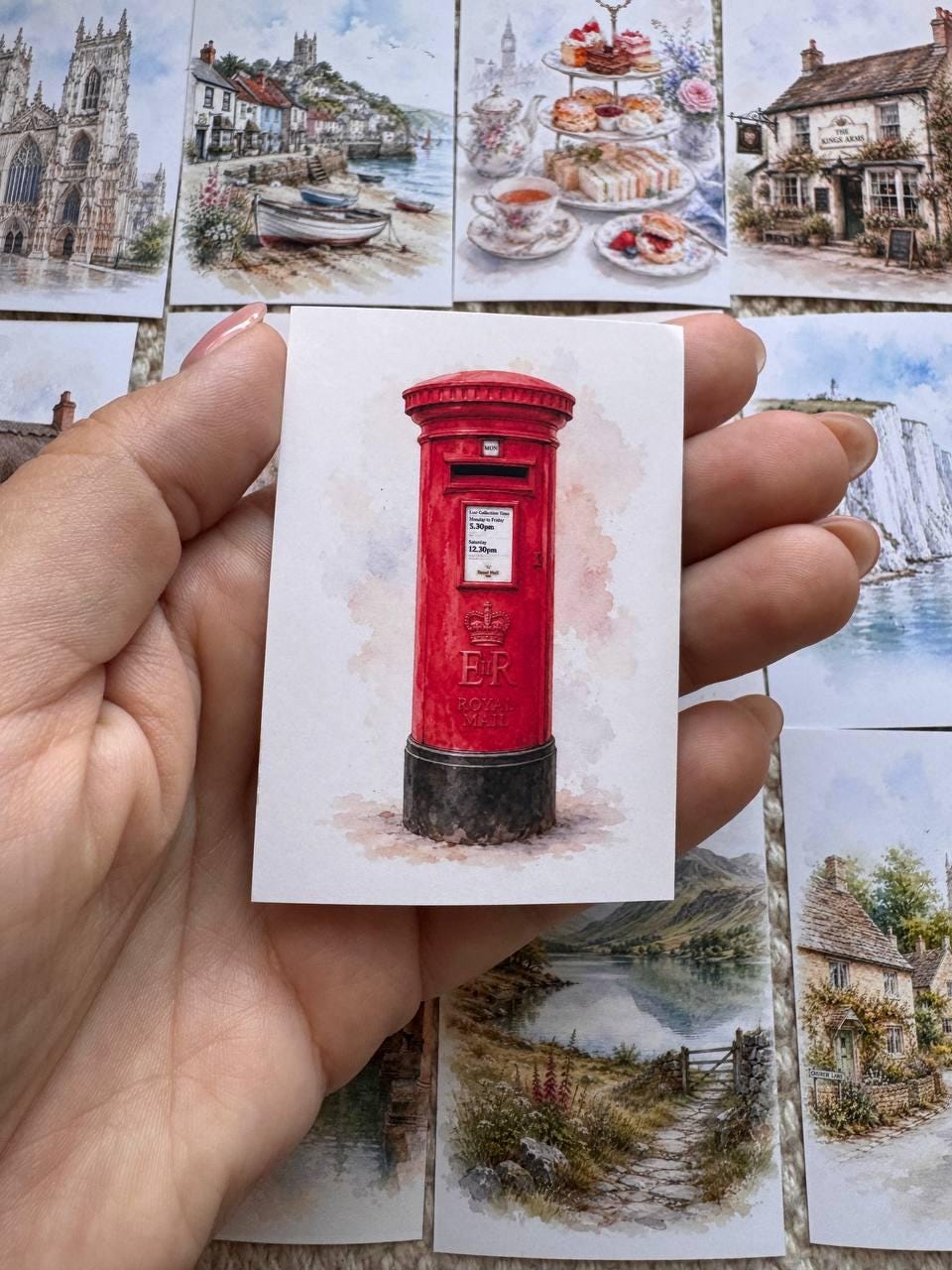 England Landmark Stickers Set of 16, British Village, Stonehenge, York Minster, Red Post Box, Cottage Journal Stickers UK