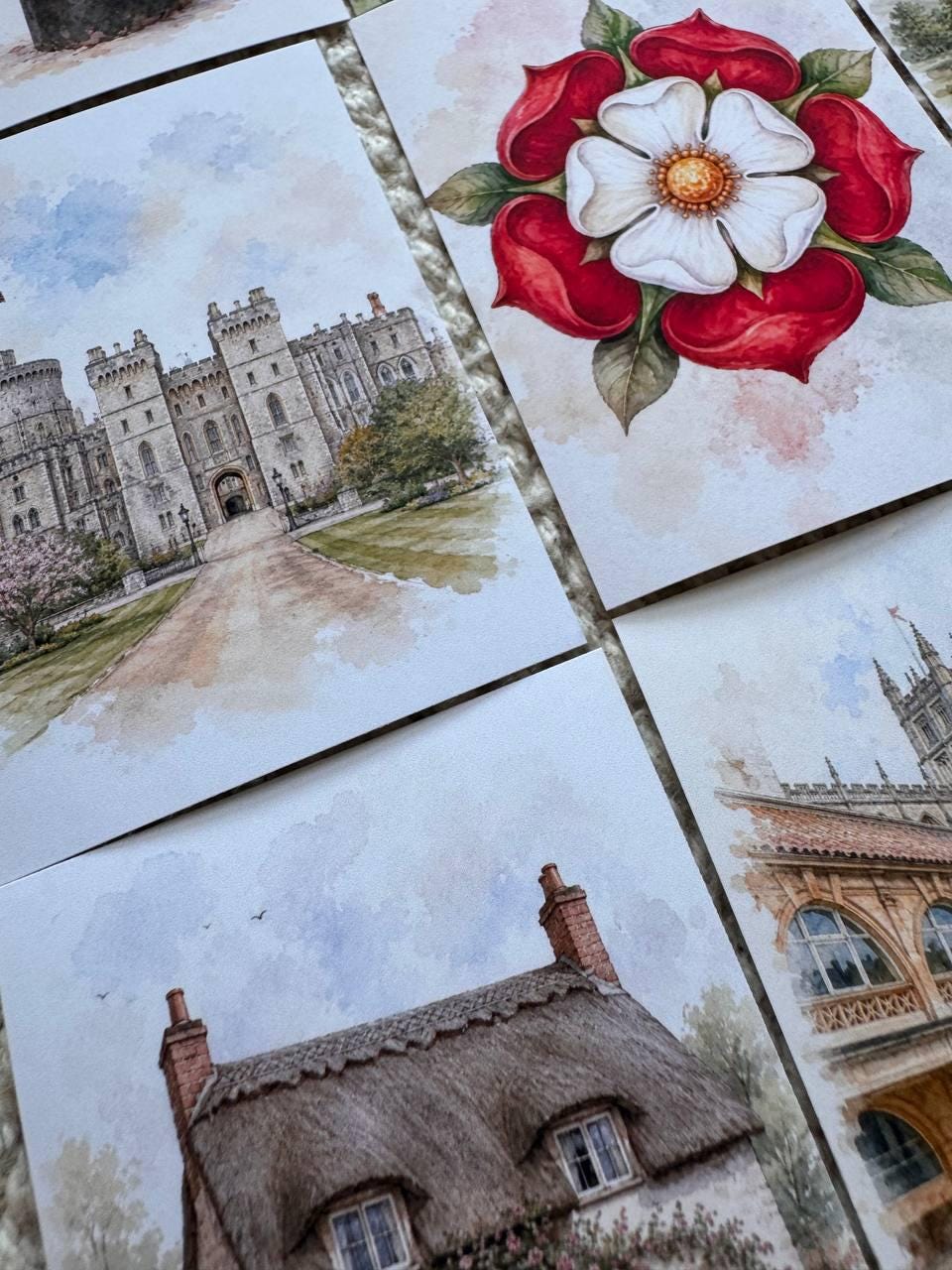 England Landmark Stickers Set of 16, British Village, Stonehenge, York Minster, Red Post Box, Cottage Journal Stickers UK