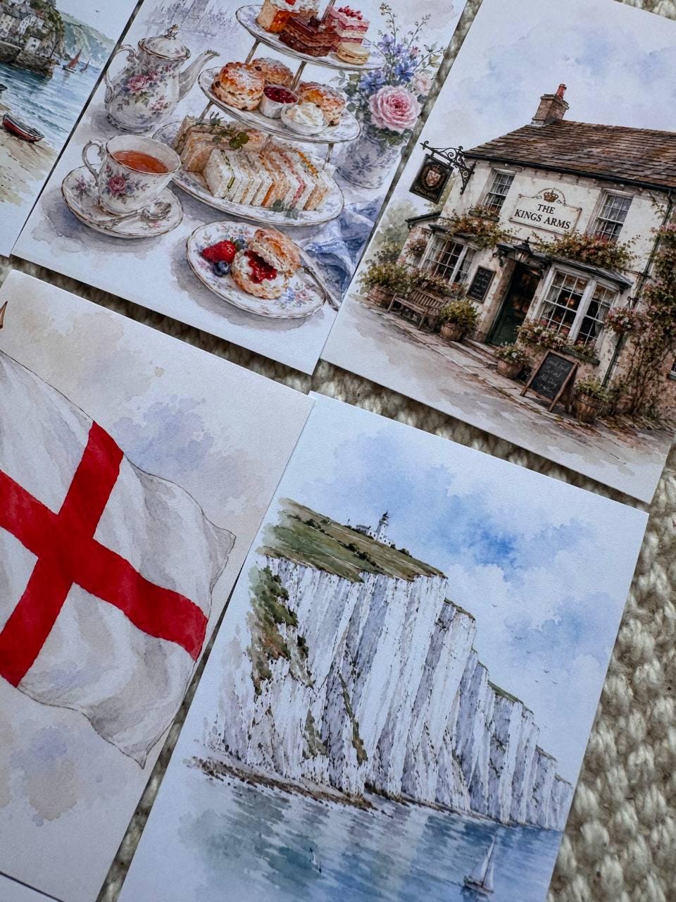 England Landmark Stickers Set of 16, British Village, Stonehenge, York Minster, Red Post Box, Cottage Journal Stickers UK
