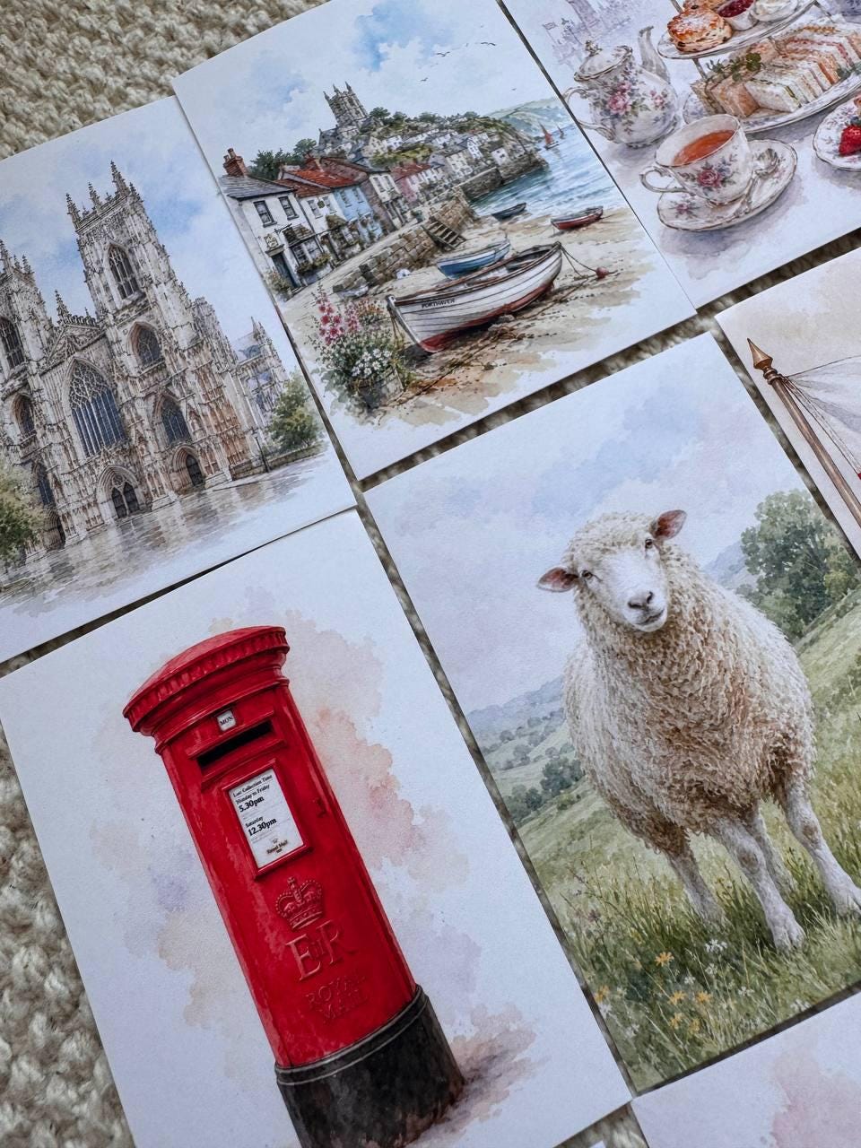 England Landmark Stickers Set of 16, British Village, Stonehenge, York Minster, Red Post Box, Cottage Journal Stickers UK