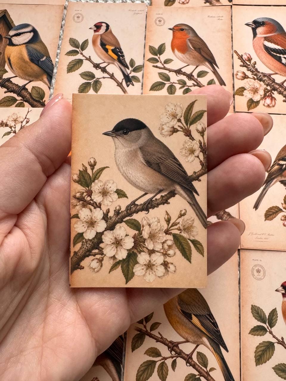Vintage British Bird Stickers Set of 16, Robin Blue Tit Goldfinch Finch Nature Journal Stickers Bird Lover Gift UK Handmade