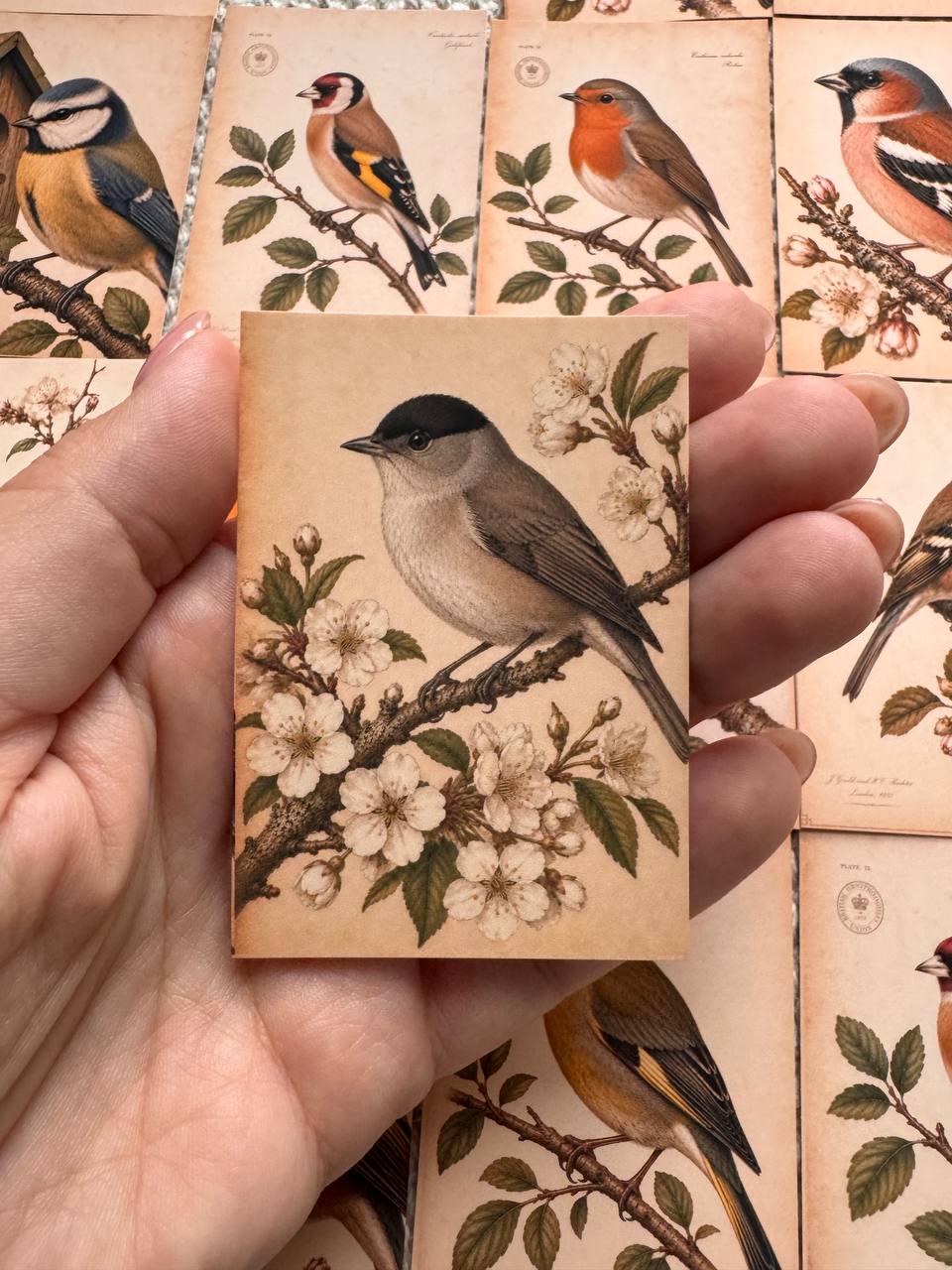 Vintage British Bird Stickers Set of 16, Robin Blue Tit Goldfinch Finch Nature Journal Stickers Bird Lover Gift UK Handmade