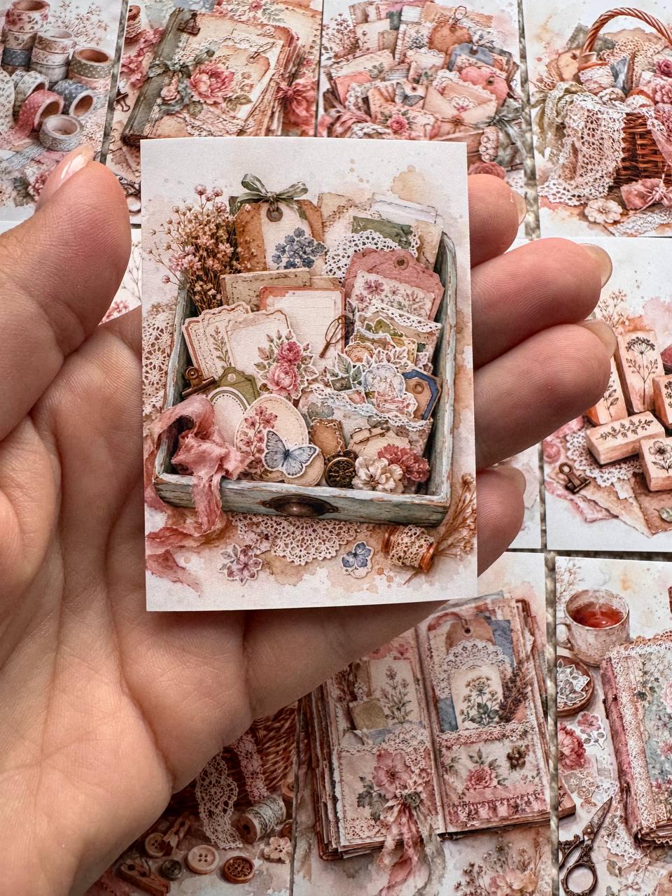 Vintage Junk Journal Stickers Set of 16, Scrapbooking Stickers, Journal Ephemera, Cottagecore Craft Stickers, Handmade UK
