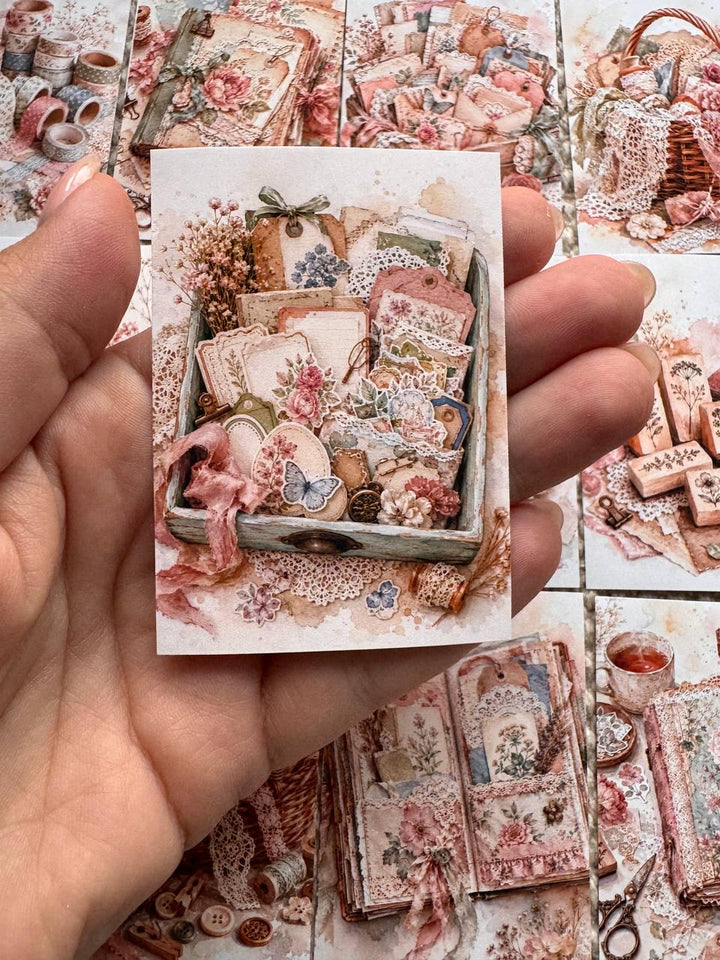 Vintage Junk Journal Stickers Set of 16, Scrapbooking Stickers, Journal Ephemera, Cottagecore Craft Stickers, Handmade UK