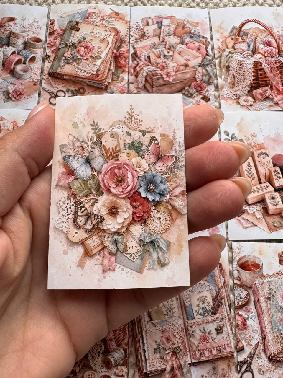 Vintage Junk Journal Stickers Set of 16, Scrapbooking Stickers, Journal Ephemera, Cottagecore Craft Stickers, Handmade UK
