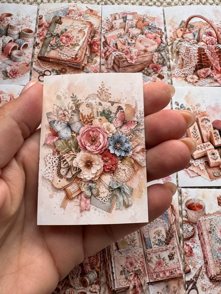 Vintage Junk Journal Stickers Set of 16, Scrapbooking Stickers, Journal Ephemera, Cottagecore Craft Stickers, Handmade UK