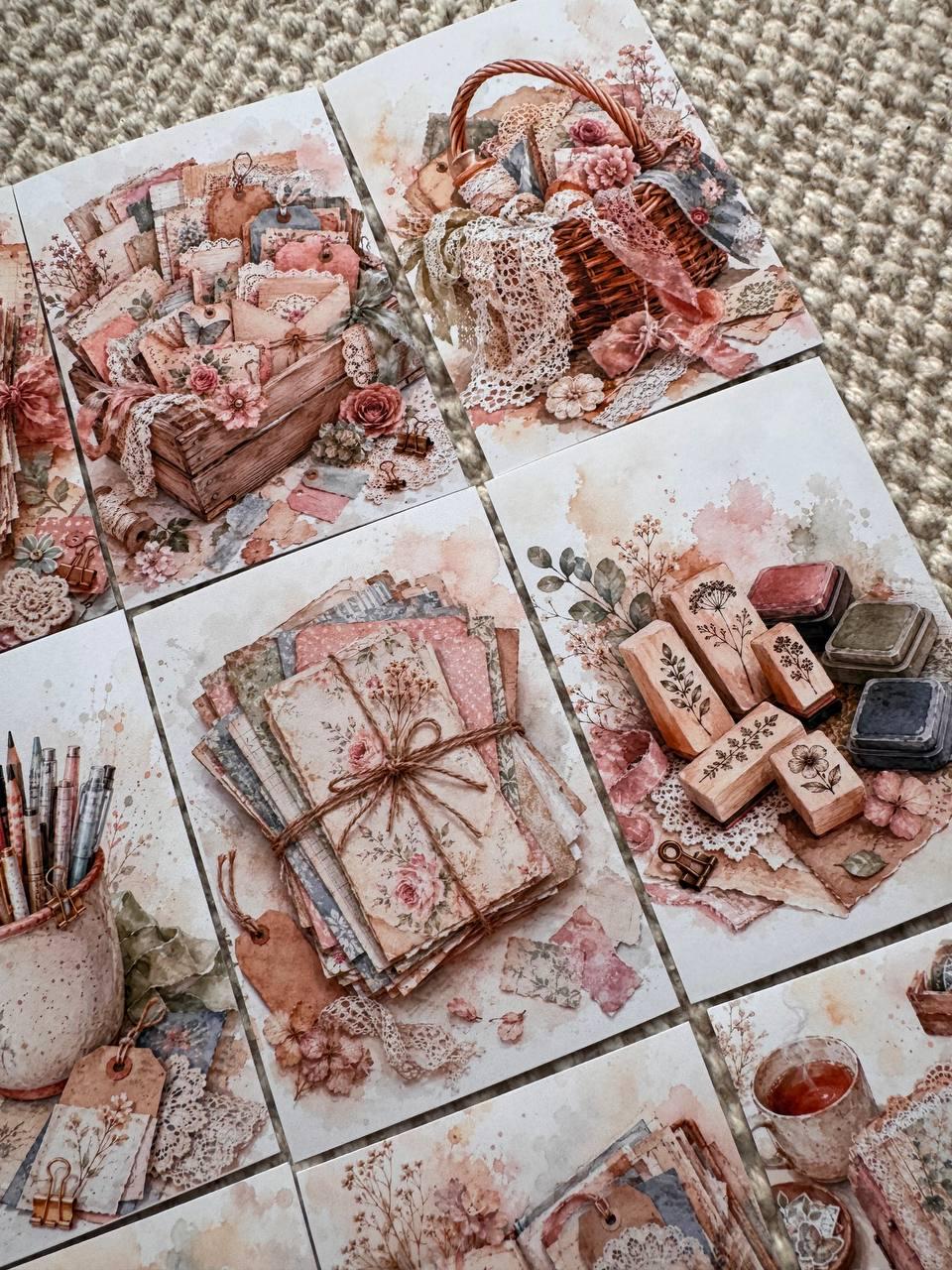Vintage Junk Journal Stickers Set of 16, Scrapbooking Stickers, Journal Ephemera, Cottagecore Craft Stickers, Handmade UK