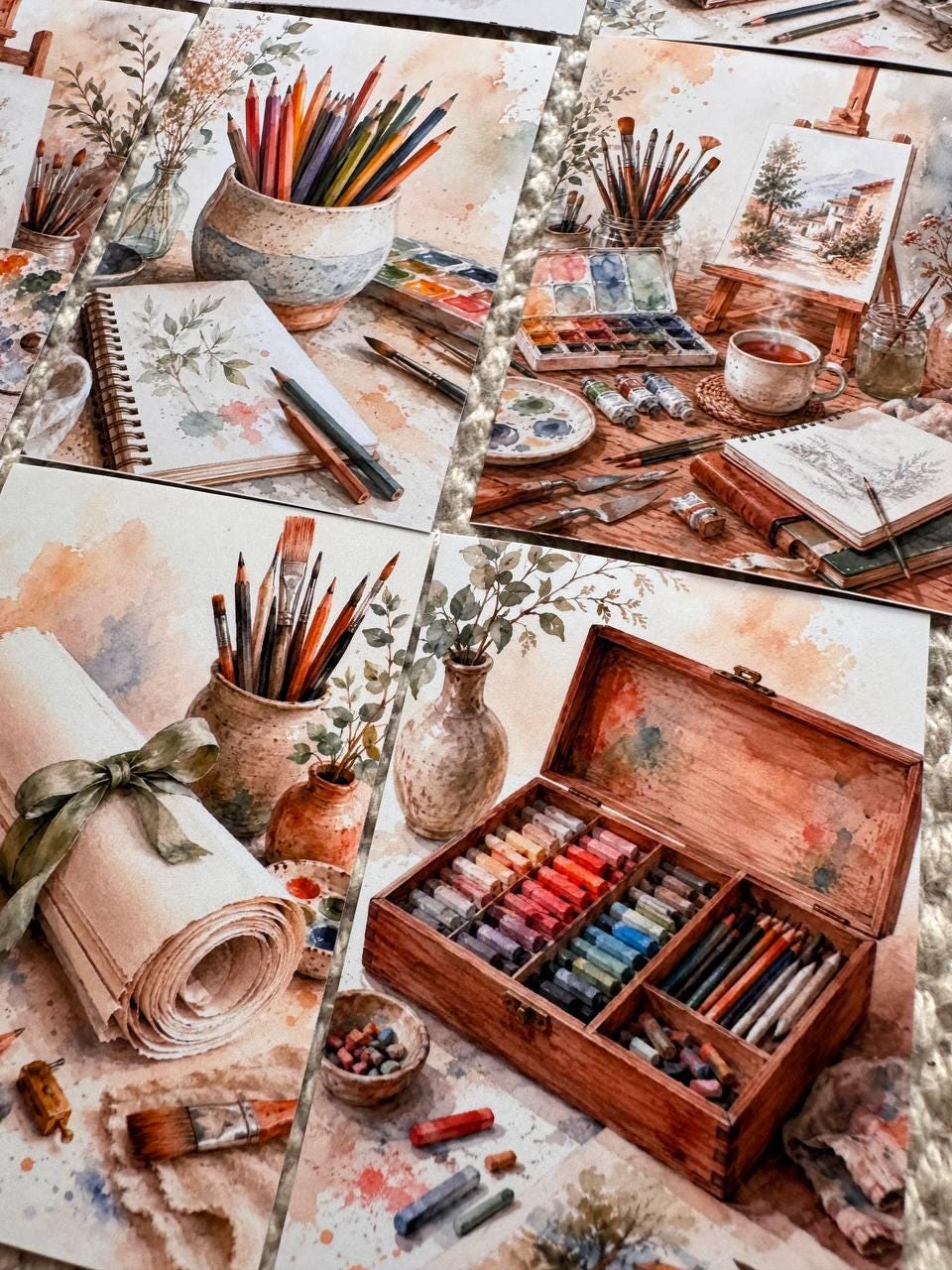 Artist Studio Stickers Set of 16, Watercolor Art Supplies Stickers, Painting Journal Stickers, Scrapbooking, Handmade UK Decor