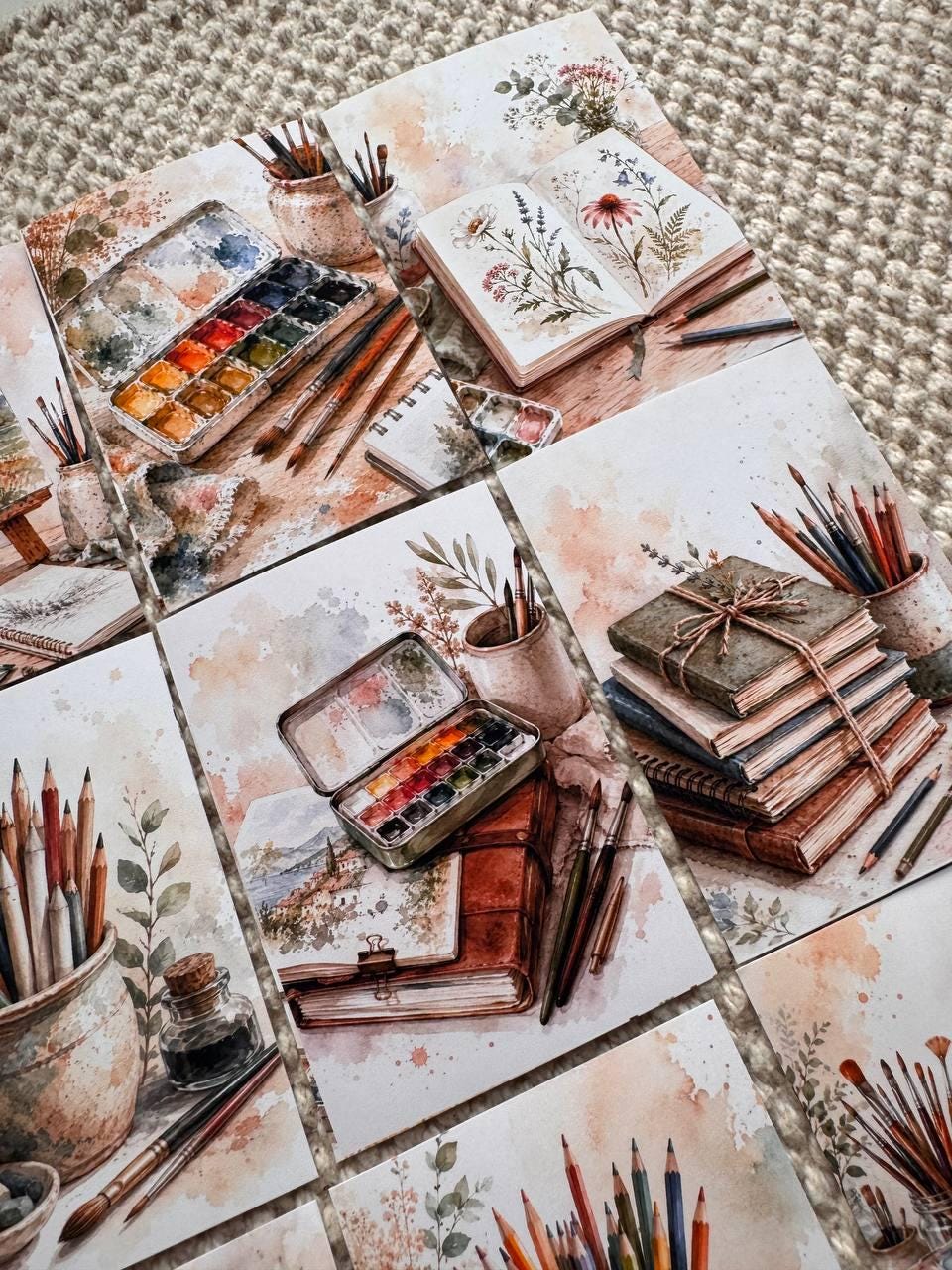 Artist Studio Stickers Set of 16, Watercolor Art Supplies Stickers, Painting Journal Stickers, Scrapbooking, Handmade UK Decor