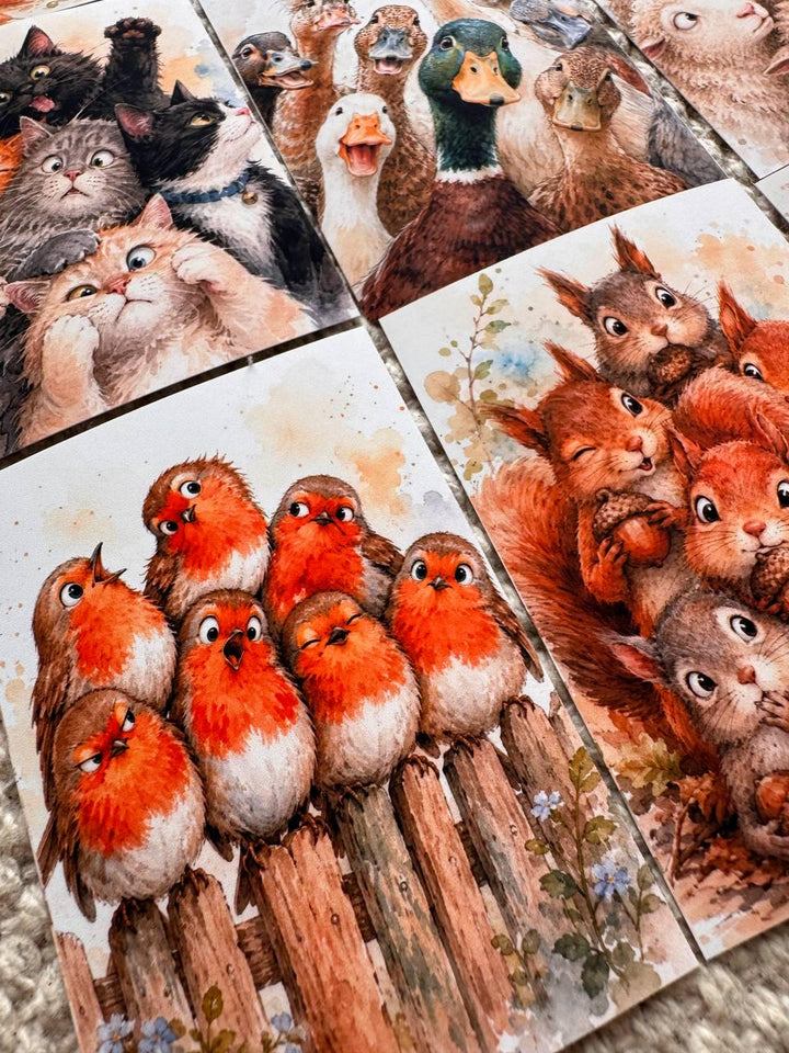 Cute Woodland Animal Stickers Set of 16, Funny Forest Friends, Watercolor Animal Stickers, Scrapbooking, Handmade UK Decor