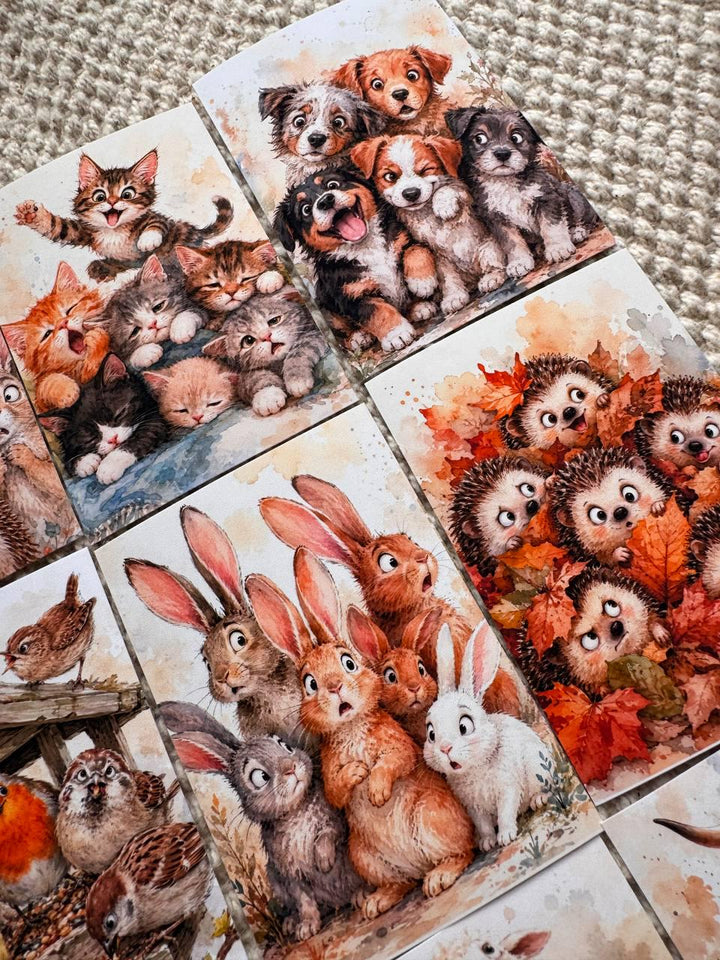 Cute Woodland Animal Stickers Set of 16, Funny Forest Friends, Watercolor Animal Stickers, Scrapbooking, Handmade UK Decor