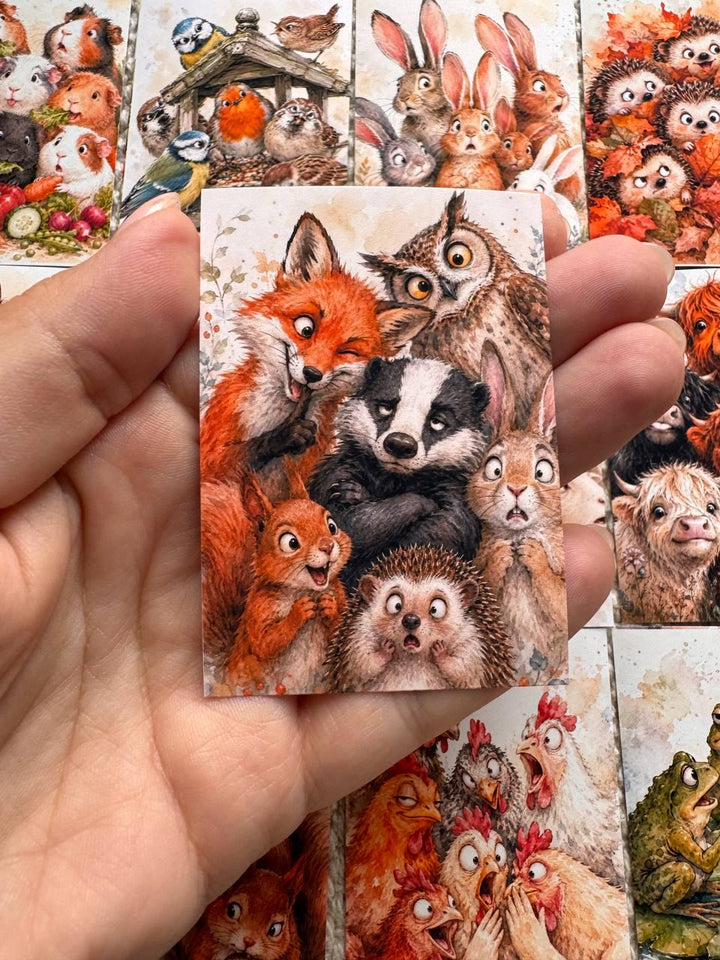 Cute Woodland Animal Stickers Set of 16, Funny Forest Friends, Watercolor Animal Stickers, Scrapbooking, Handmade UK Decor