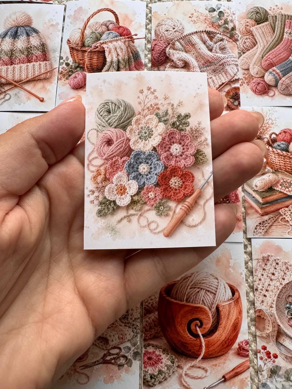 Knitting & Crochet Stickers Set of 16, Cozy Yarn Watercolor Stickers, Crochet Journal Stickers, Handmade UK, Craft Lover Gift