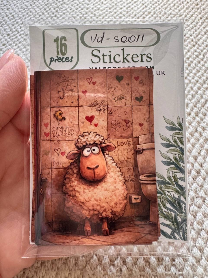 Funny Animal Bathroom Stickers Set of 16, Humorous Cute Animal Stickers, Handmade in UK, Scrapbooking, Journal, Planner Decor