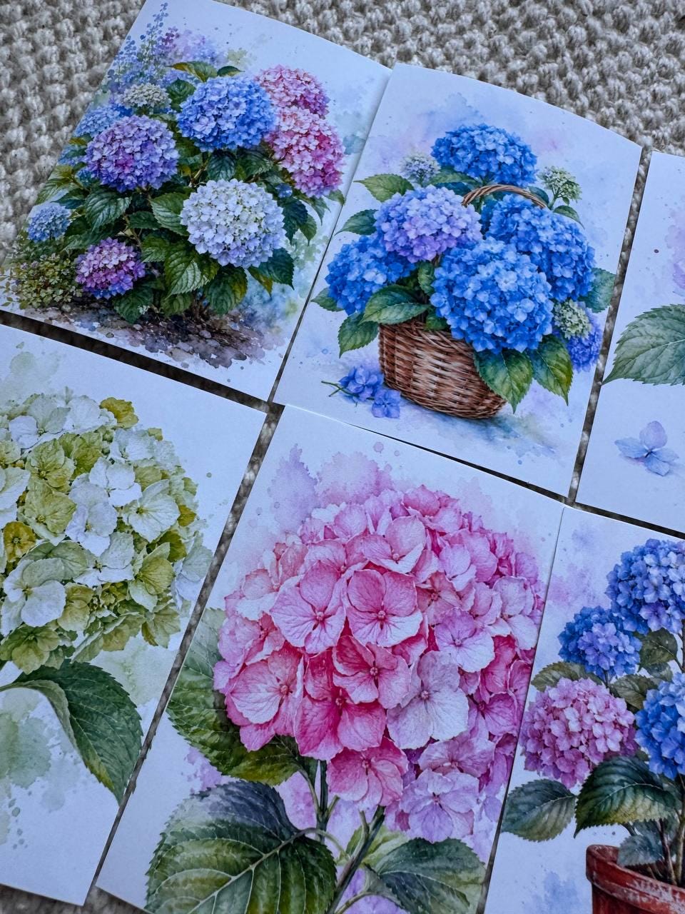Hydrangea Flower Stickers Set of 16, Watercolor Botanical Floral Stickers, Handmade in UK, Journal Scrapbook Planner Decor Gift