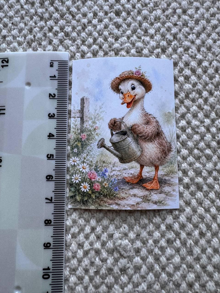 Cute Duck Stickers Set of 16, Watercolor Duckling Stickers, Handmade in UK, Scrapbook Journal Planner Decor, Cottagecore Gift