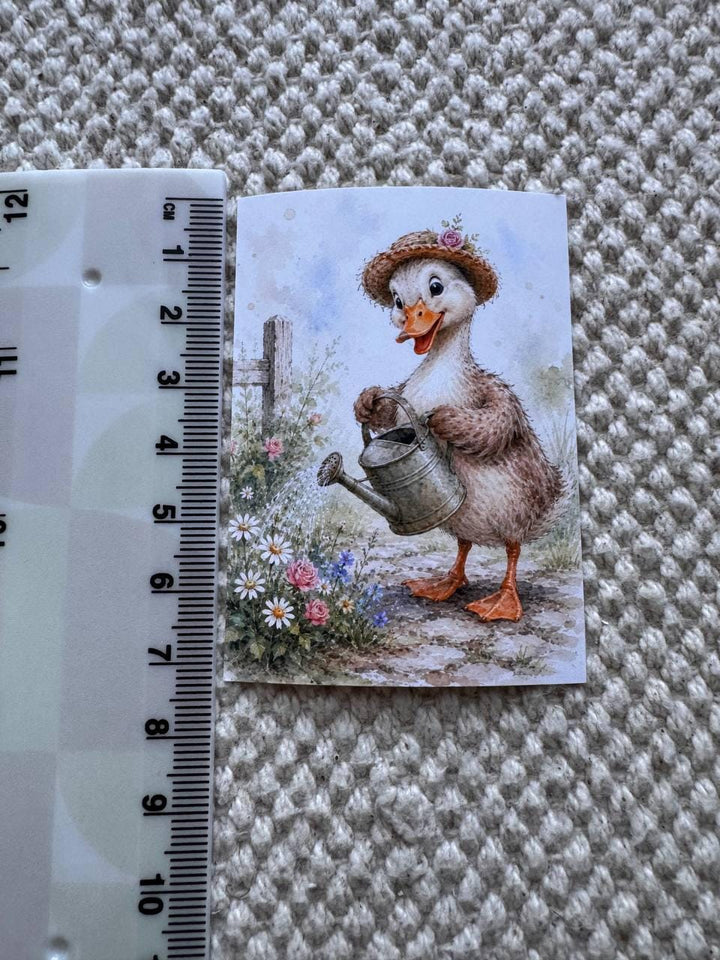 Cute Duck Stickers Set of 16, Watercolor Duckling Stickers, Handmade in UK, Scrapbook Journal Planner Decor, Cottagecore Gift