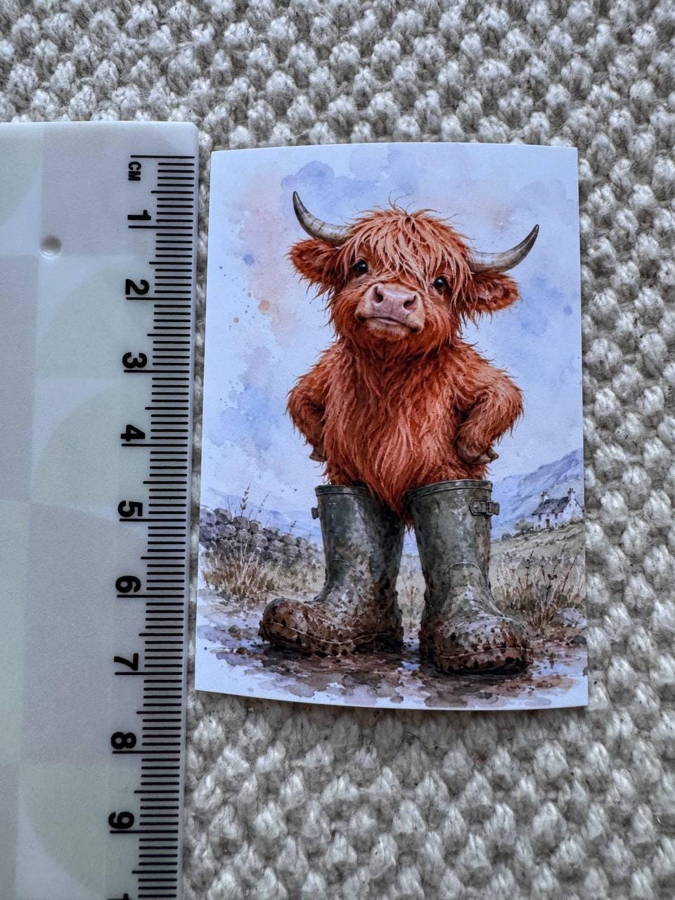 Highland Cow Stickers Set of 16, Cute Scottish Cow Watercolor Stickers, Handmade in UK, Junk Journal Scrapbook Planner Decor Gift