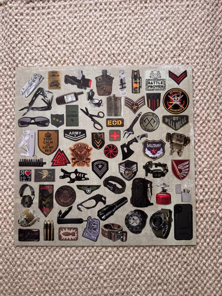 Military Style Scrapbook Paper Pad 8x8, Fabrika Decoru, Double Sided Cardstock, Army Craft Paper, Junk Journal Paper Pack