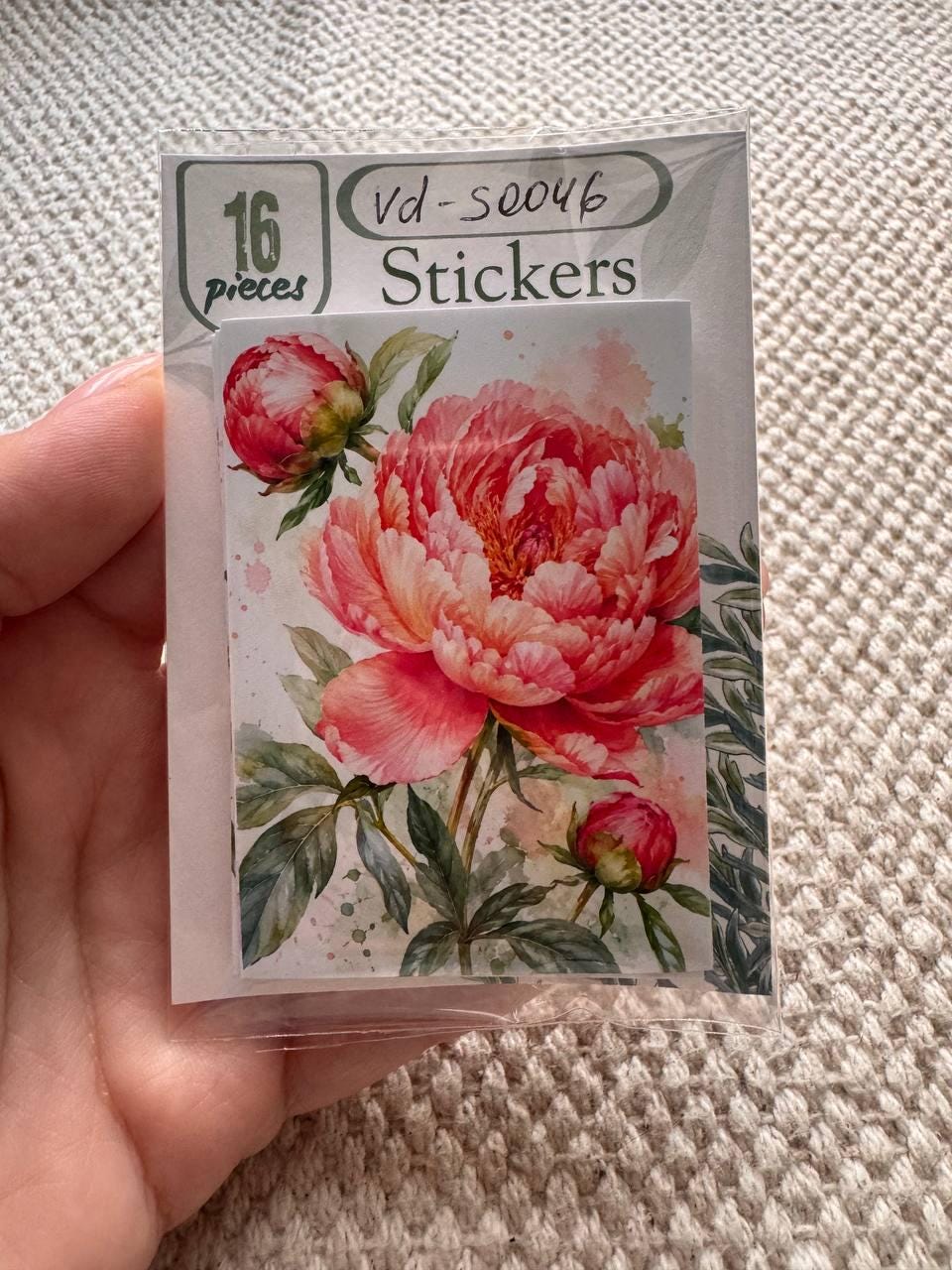 Peony Flower Stickers Set of 16, Watercolor Floral Stickers, Pink Peonies for Junk Journal, Scrapbook, Handmade in the UK Decor