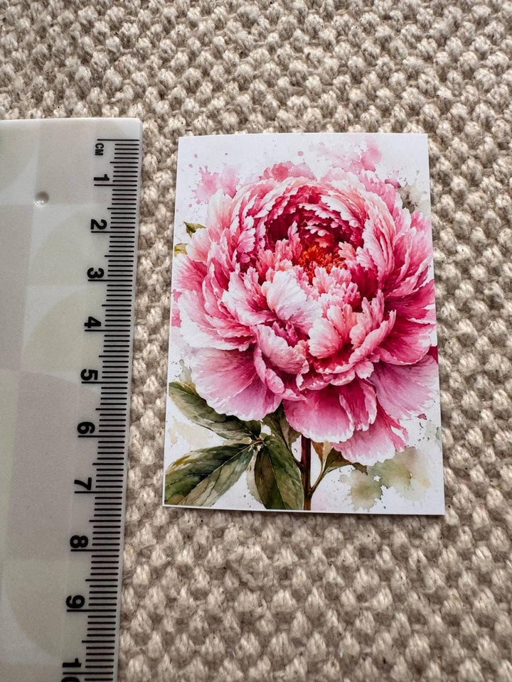 Peony Flower Stickers Set of 16, Watercolor Floral Stickers, Pink Peonies for Junk Journal, Scrapbook, Handmade in the UK Decor