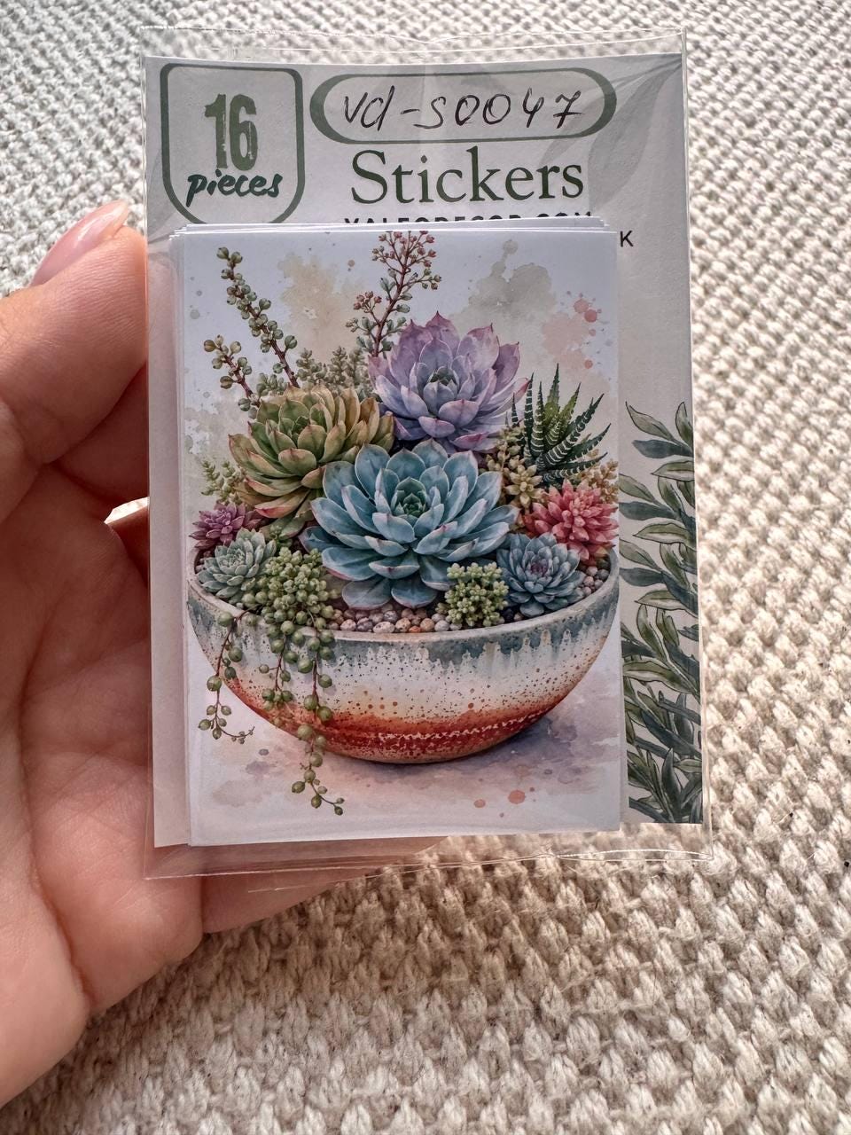 Succulent Stickers Set of 16, Watercolor Cactus & Succulent Stickers, Botanical Planner Stickers, Handmade in the UK, Journal Decor