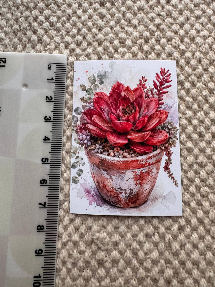 Succulent Stickers Set of 16, Watercolor Cactus & Succulent Stickers, Botanical Planner Stickers, Handmade in the UK, Journal Decor