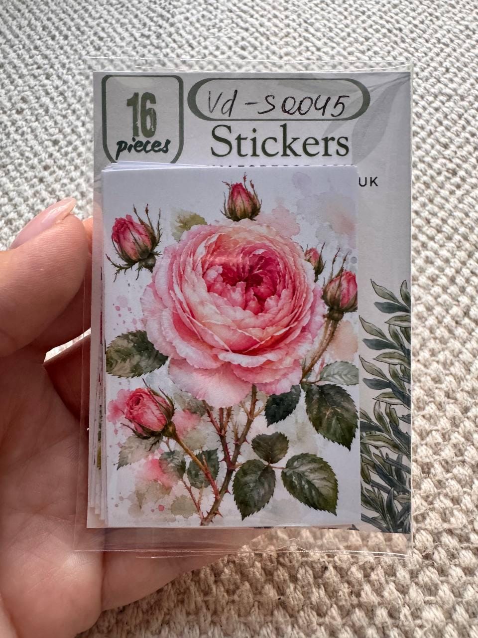 Rose Stickers Set of 16, Watercolor Rose Stickers, Floral Journal Stickers, Botanical Scrapbook Stickers, Handmade in the UK