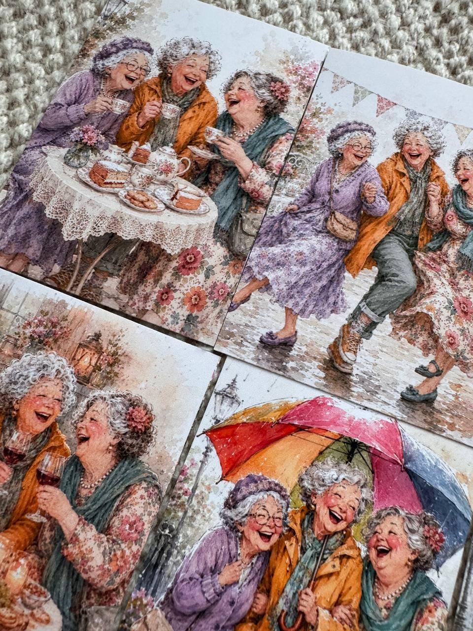 Vintage Friendship Stickers Set of 16, Happy Grandmas Watercolor Stickers, Junk Journal, Scrapbook, Handmade in the UK Decor