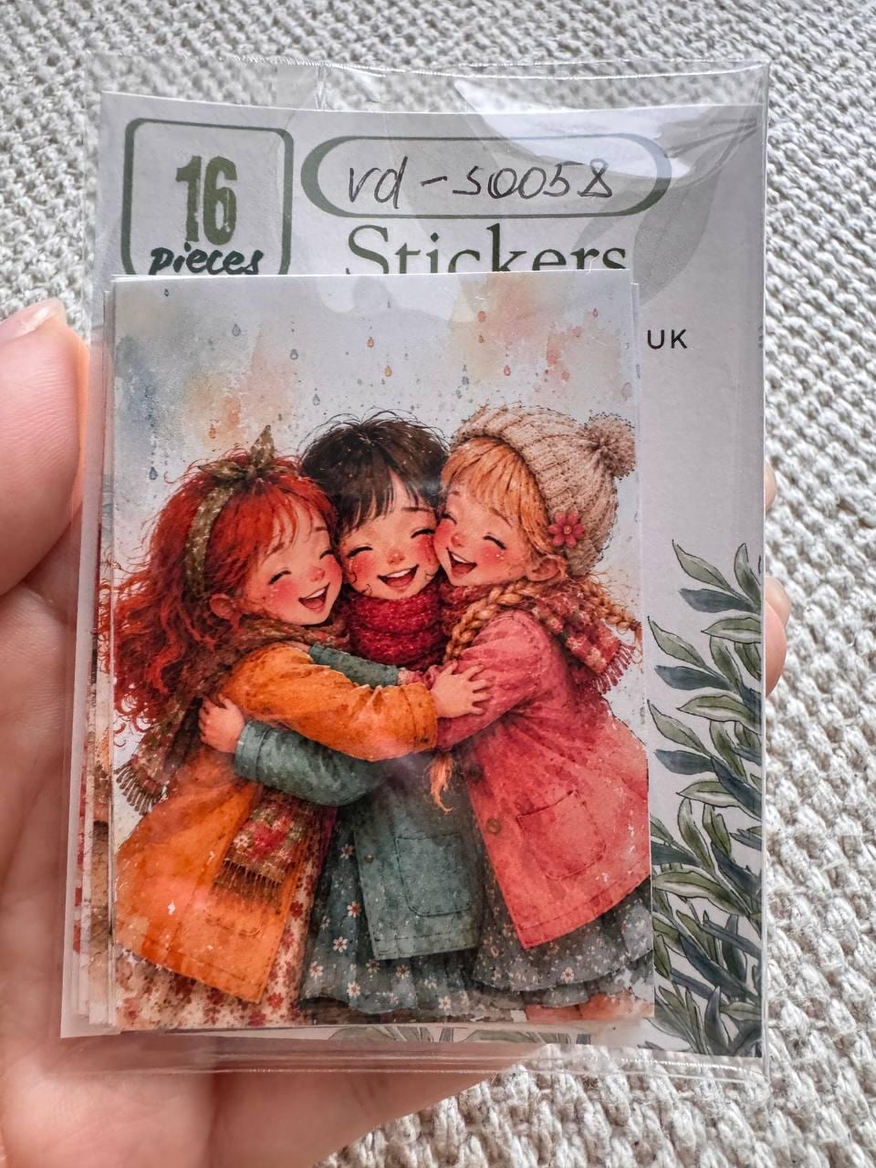 Vintage Friendship Girls Stickers Set of 16, Cozy Watercolor Best Friends Stickers, Junk Journal, Handmade in the UK Decor