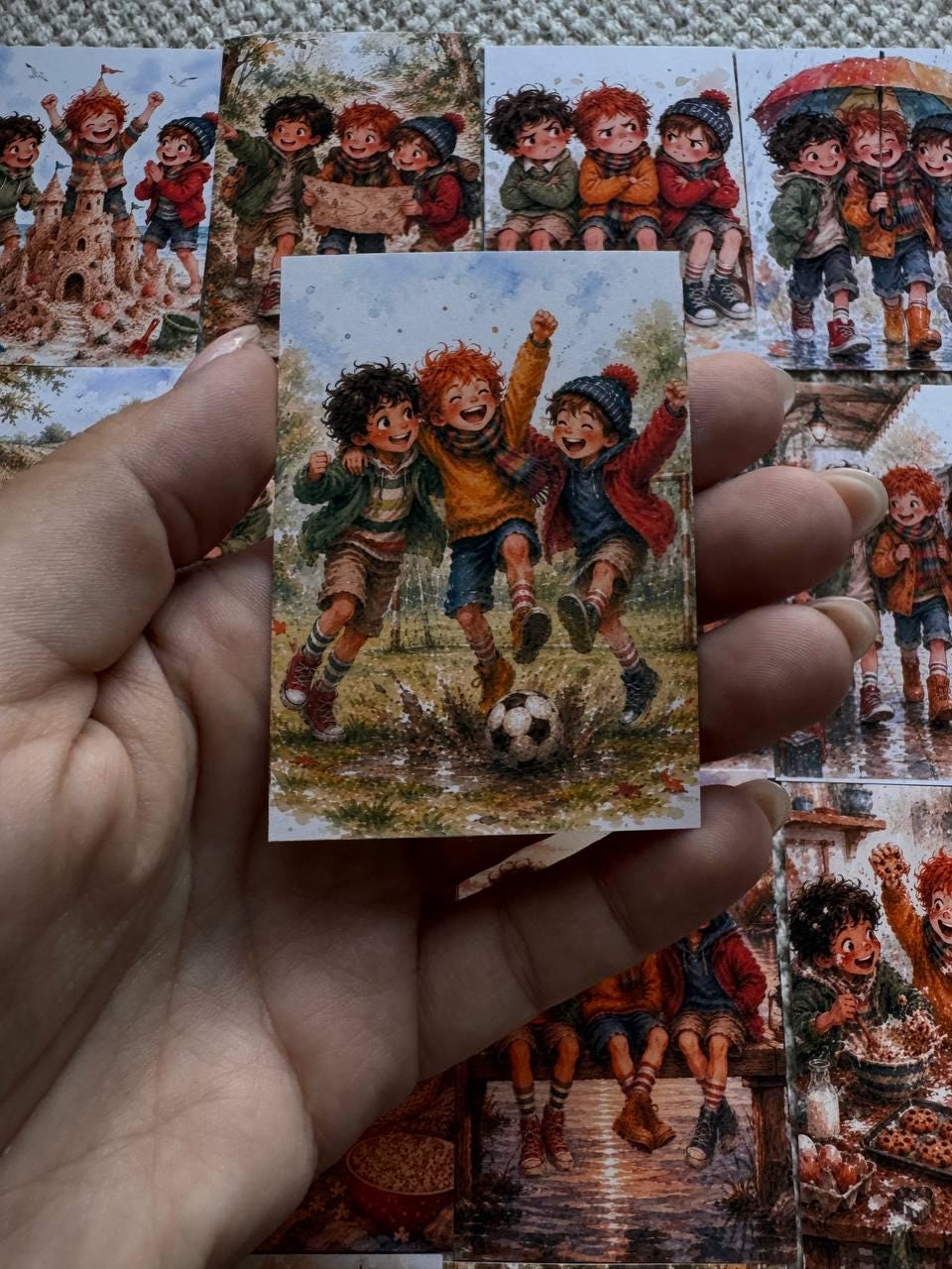 Vintage Boys Friendship Stickers Set of 16, Watercolor Adventure Kids Stickers, Junk Journal, Scrapbook, Handmade in the UK Decor