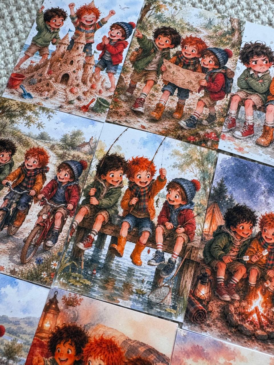 Vintage Boys Friendship Stickers Set of 16, Watercolor Adventure Kids Stickers, Junk Journal, Scrapbook, Handmade in the UK Decor