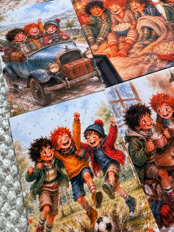 Vintage Boys Friendship Stickers Set of 16, Watercolor Adventure Kids Stickers, Junk Journal, Scrapbook, Handmade in the UK Decor