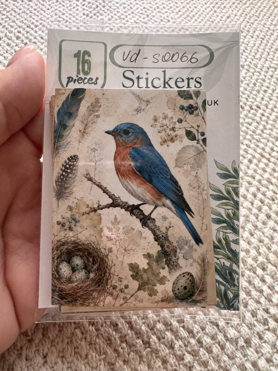 Vintage Bird Stickers Set of 16, British Garden Birds Watercolor Stickers, Nature Junk Journal, Handmade in the UK Decor Gift