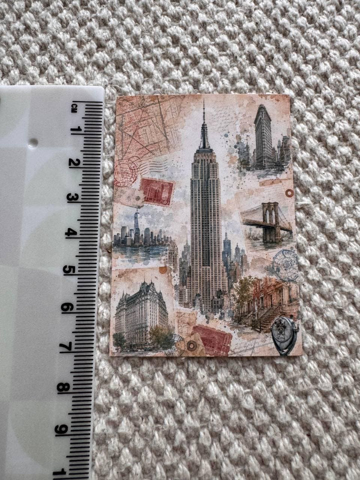 Vintage New York Stickers Set of 16, NYC Travel Watercolor Stickers, Statue of Liberty Journal Stickers, Handmade in the UK