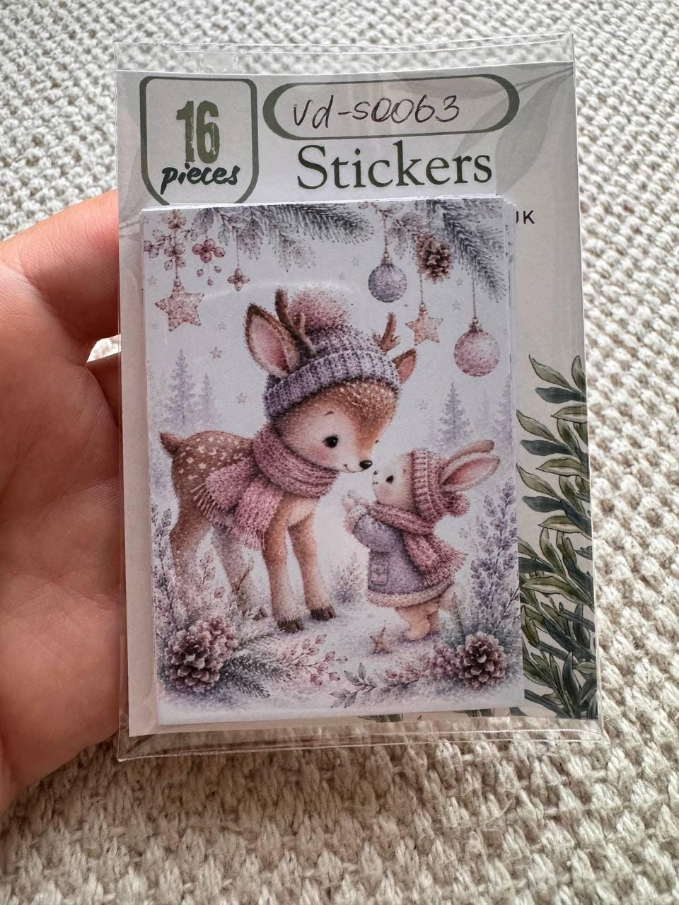 Winter Friends Stickers Set of 16, Cute Christmas Animal Stickers, Cozy Woodland Journal Stickers, Handmade in the UK, Scrapbooking