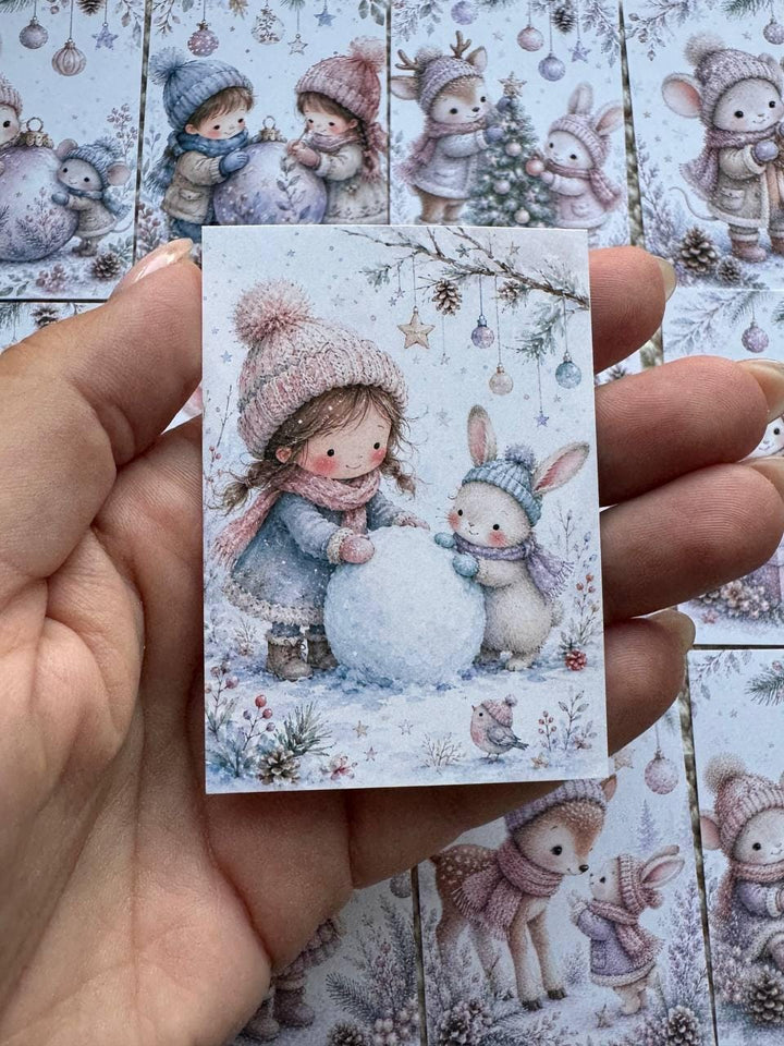 Winter Friends Stickers Set of 16, Cute Christmas Animal Stickers, Cozy Woodland Journal Stickers, Handmade in the UK, Scrapbooking