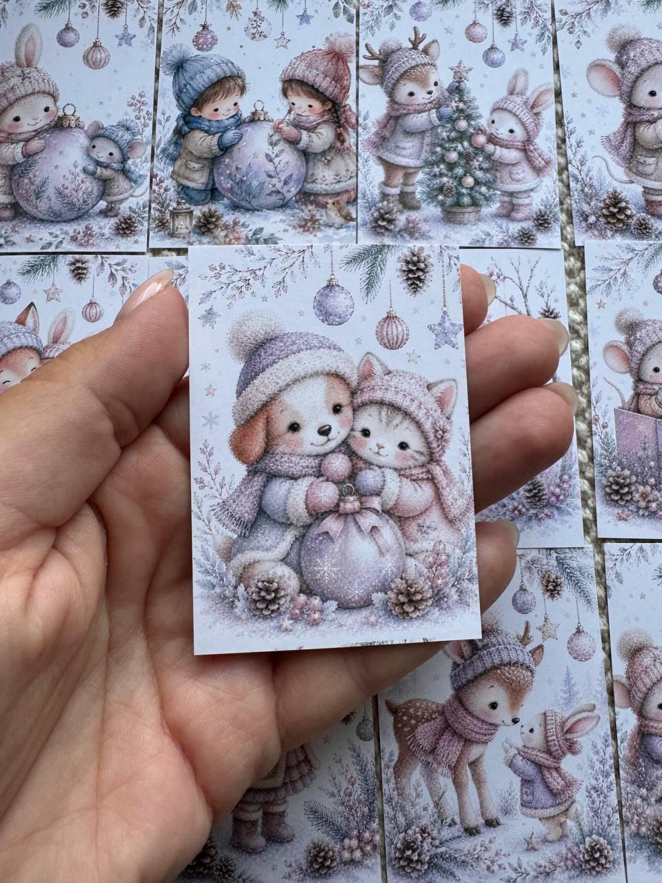 Winter Friends Stickers Set of 16, Cute Christmas Animal Stickers, Cozy Woodland Journal Stickers, Handmade in the UK, Scrapbooking